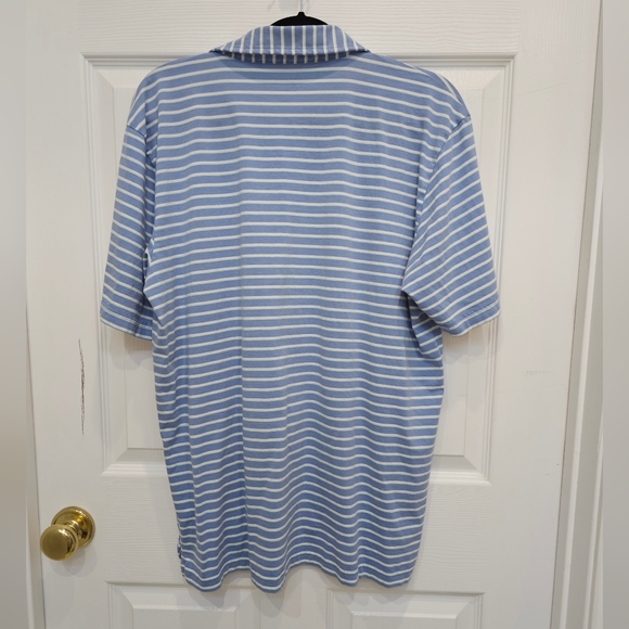 Peter Millar, Men's Size Large, Blue Striped Polo Shirt - Picture 5 of 7